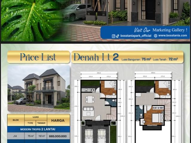 RUMAH MODERN TROPIS 2LANTAI MUALI DI 400JUTAAN SAJA