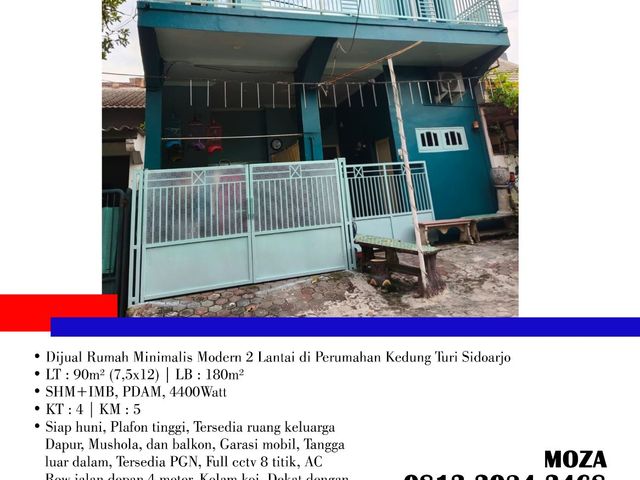 Dijual Rumah Minimalis Modern 2 Lantai di Perumahan Kedung Turi Sidoarjo