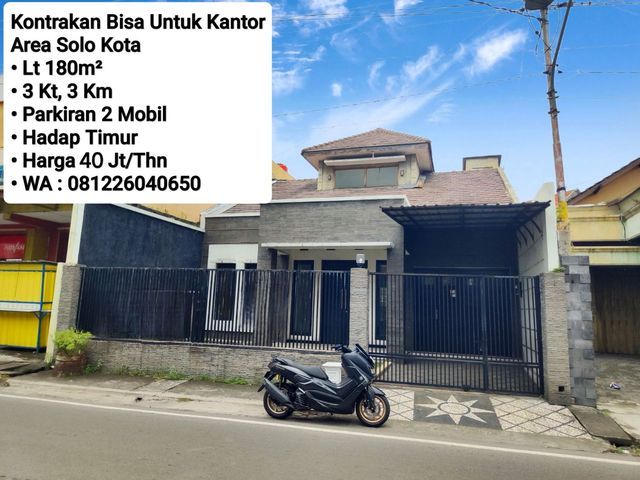Sewa Rumah Solo Kota, Bisa Untuk Kantor atau Rumah Tinggal, Dekat Jalan Gatsu, Singosaren