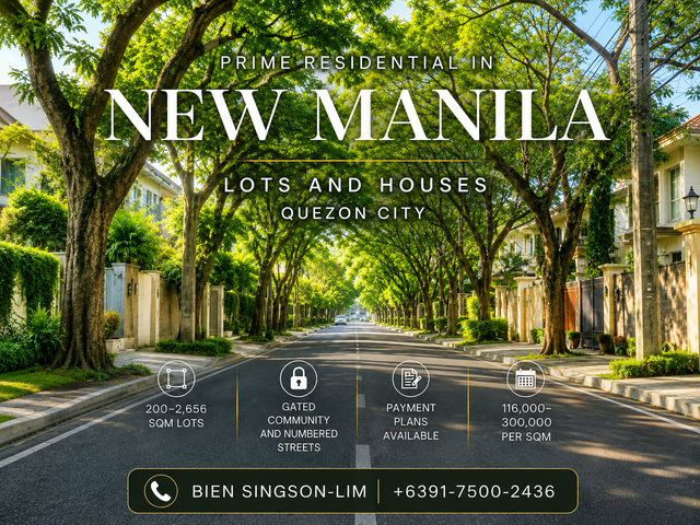 280 SQM Houses & Residential Lot in New Manila, Quezon City – ₱303K/SQM