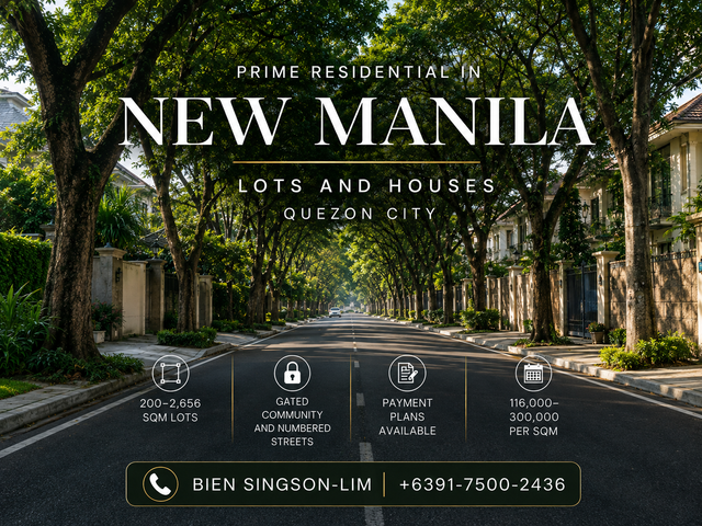Prime 220 SQM Residential Lot for Sale in New Manila QC – ₱300K/SQM