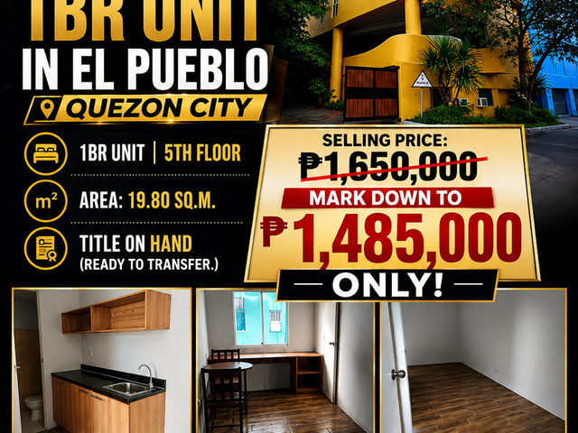 For Sale 1BR unit in El Pueblo Quezon city  With Rent to Own Program