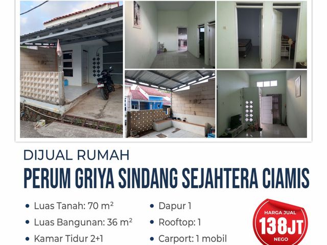 DIJUAL RUMAH PERUM GRIYA SINDANG SEJAHTERA CIAMIS