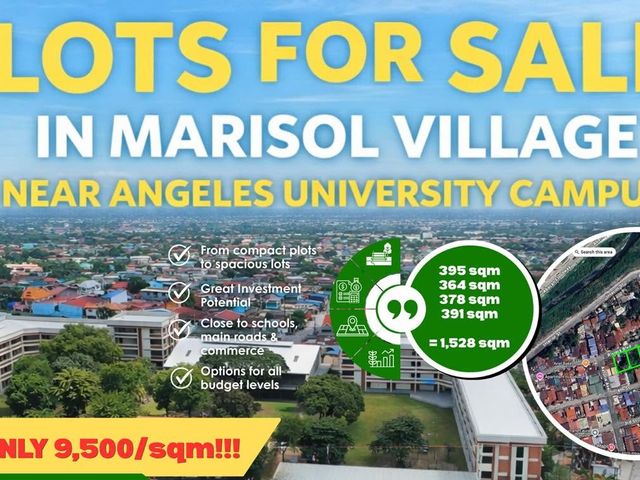 HOT SALE BIG ADJOINING LOTS IDEAL AS PROJECT SITE (OPEN FOR JOINT VENTURE) IN MARISOL VILLAGE NEAR ANGELES UNIVERSITY FOUNDATION INTEGRATED CAMPUS IDE