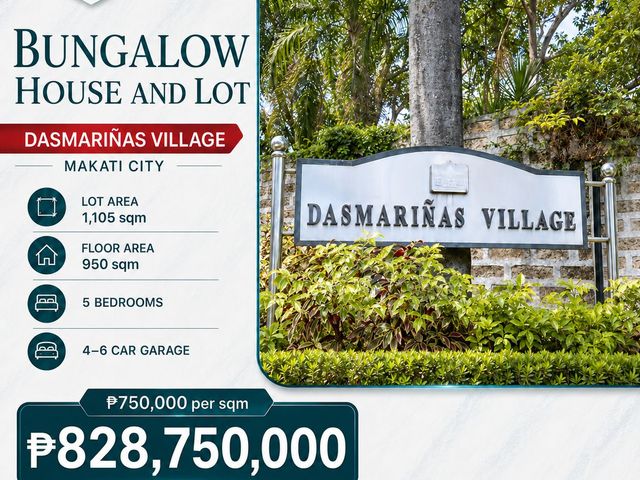 1,105sqm 5BR Bungalow House and Lot in Dasmarinas Village, Makati City near Forbes Park, Greenbelt & Rockwell