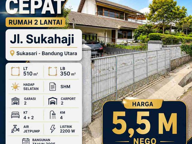 Dijual cepat rumah luas di Sukahaji, Sukasari Bandung