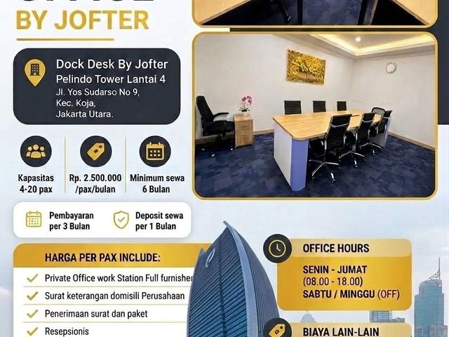 Sewa Kantor Premium & Murah di Gedung Ikonik Jakarta Utara,Pelindo Tower