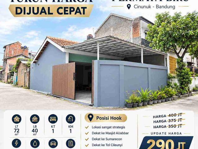 RUMAH 200 JUTAAN DI Komplek Permata Biru, Cinunuk Bandung