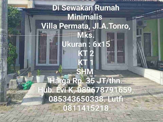 Disewakan Rumah di Perum. Villa Permata Jl. Andi Tonro Makassar