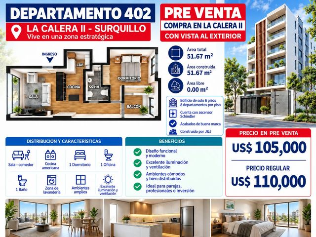 Lindo Proyecto en La Calera de la Merced II - Departamento 402 Área 51.67 M2