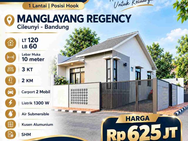 Rumah baru posisi hook di Komplek Manglayang Regency, Cileunyi Bandung