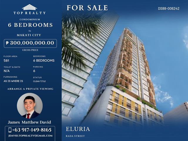 FOR SALE | ELURIA MAKATI | 581 SQM WHOLE-FLOOR RESIDENCE | 6BR | 6 PARKING