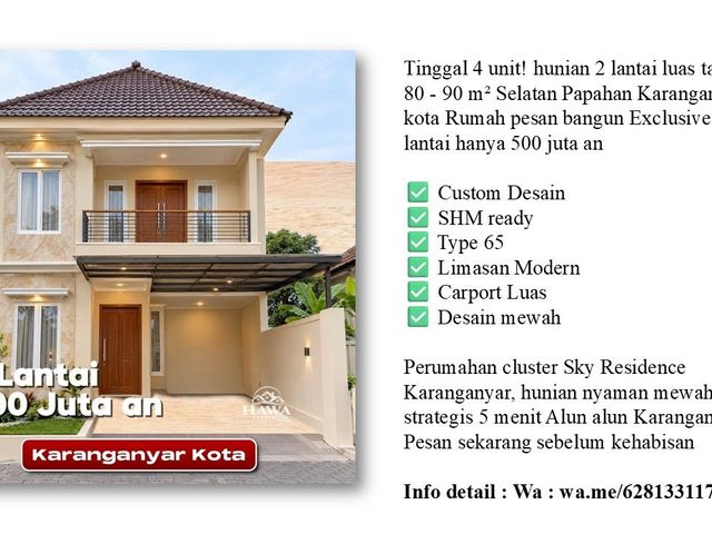 Dijual Murah Rumah di Karanganyar