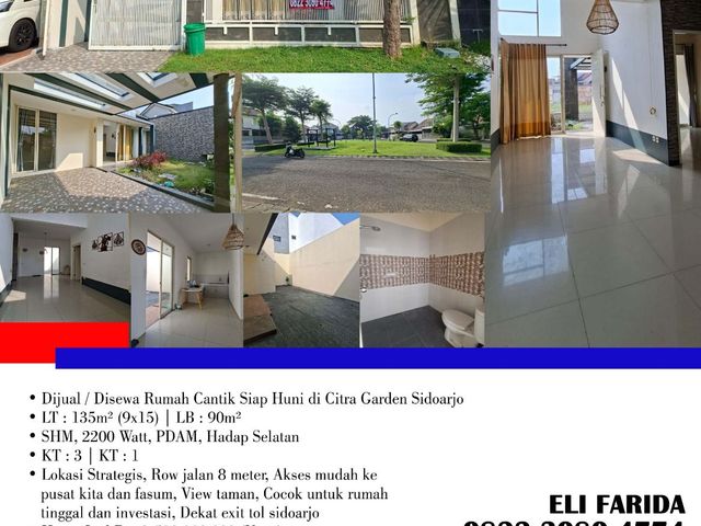 Dijual / Disewa Rumah Cantik Siap Huni di Citra Garden Sidoarjo