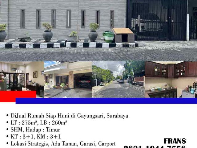 DiJual Rumah Siap Huni di Gayungsari, Surabaya