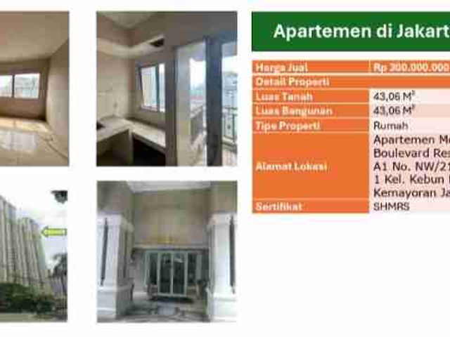 Dijual Apartemen murahlokasi strategisdi Jakarta Pusat