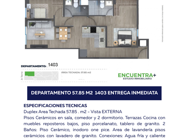 FLAT 57.85 EN VENTA ENTREGA INMEDIATA_DISPONIBLE 1403