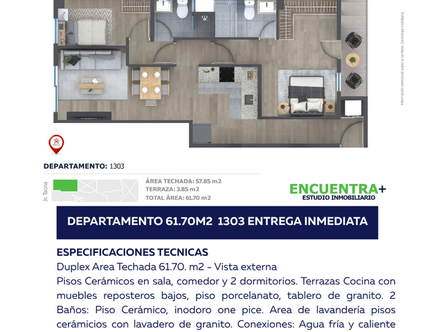 VENDO FLAT ENTREGA INMEDIATA 1303
