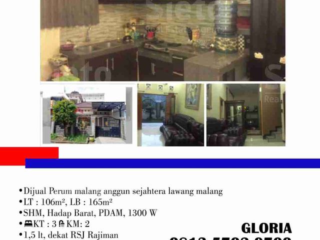 Dijual Perum malang anggun sejahtera lawang malang