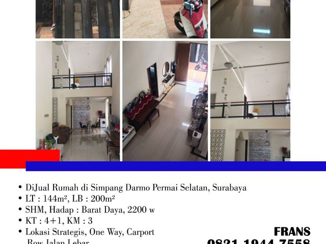 DiJual Rumah di Simpang Darmo Permai Selatan, di Surabaya