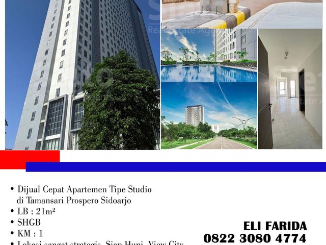 Dijual Cepat Apartemen Tipe Studio  di Tamansari Prospero Sidoarjo