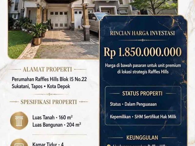 DIJUAL RUMAH VIA LELANG LOKASI PERUMAHAN RAFFLES HILLS