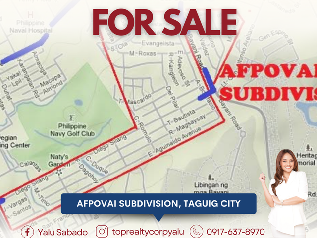 FOR SALE 200 sqm Residential Lot with E. Aguinaldo Ave. Frontage at AFPOVAI Subdivision Phase 1, Taguig City