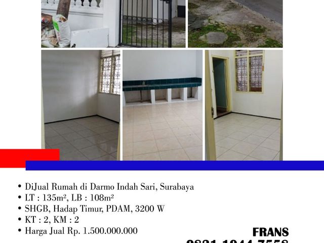 DiJual Rumah di Jalan Darmo Indah Sari, di Kota Surabaya
