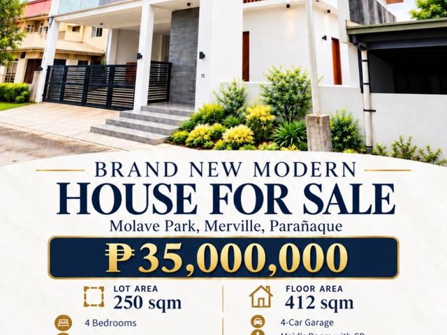 Brand New Modern House for Sale in Molave Park, Merville, Paranaque