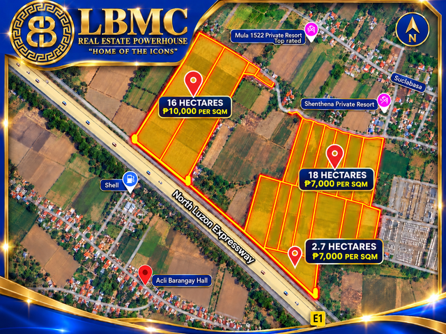 FOR SALE MIXED RESIDENTIAL AND COMMERCIAL LAND. 16 Hectares Along NLEX