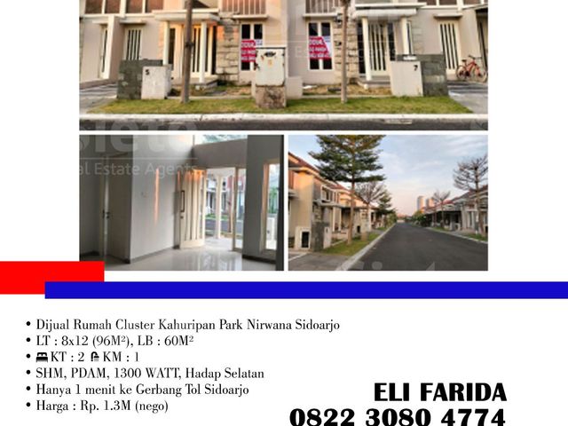 Dijual Rumah Cluster Kahuripan Park Nirwana Sidoarjo