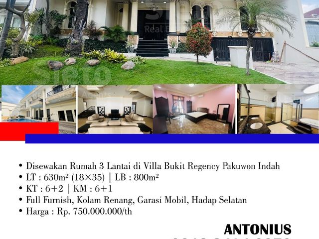 Disewakan Rumah 3 Lantai di Villa Bukit Regency Pakuwon Indah