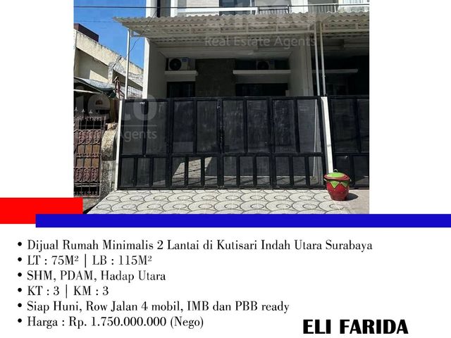 Dijual Rumah Minimalis 2 Lantai di Kutisari Indah Utara Surabaya