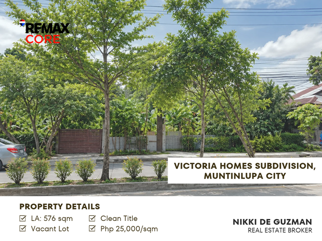 FOR SALE: Residential Vacant Lot in Diamond Park Victoria Homes Subdivision, Muntinlupa City