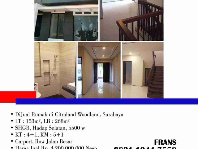 DiJual Rumah di Citraland Woodland, Surabaya