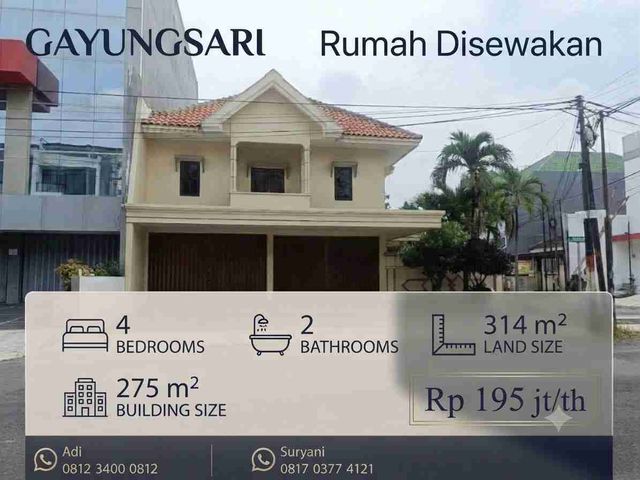 Rumah Disewakan Siap Huni di Gayungsari