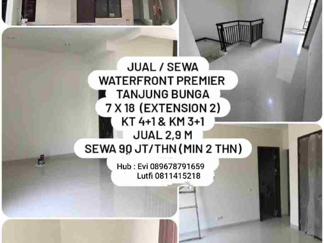 Dijual dan Disewakan Rumah 2 lantai di Perum. Water Front City Tanjung Bunga Makassar