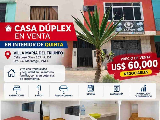 🏡 CASA DÚPLEX EN VENTA – VILLA MARÍA DEL TRIUNFO