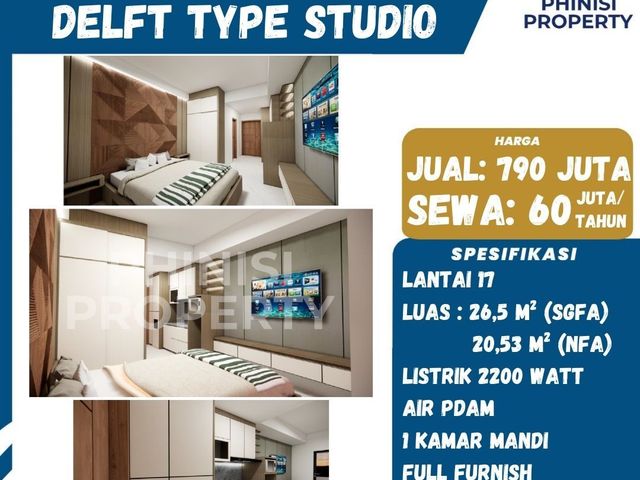 DIJUAL SEWA Apartmen Delft type Studio Hadap Laut