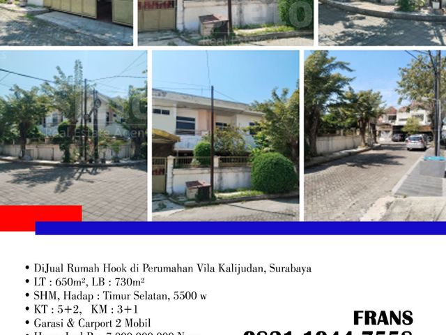 DiJual Murah Cepat Rumah Hook di Perumahan Vila Kalijudan, Di Kota Surabaya