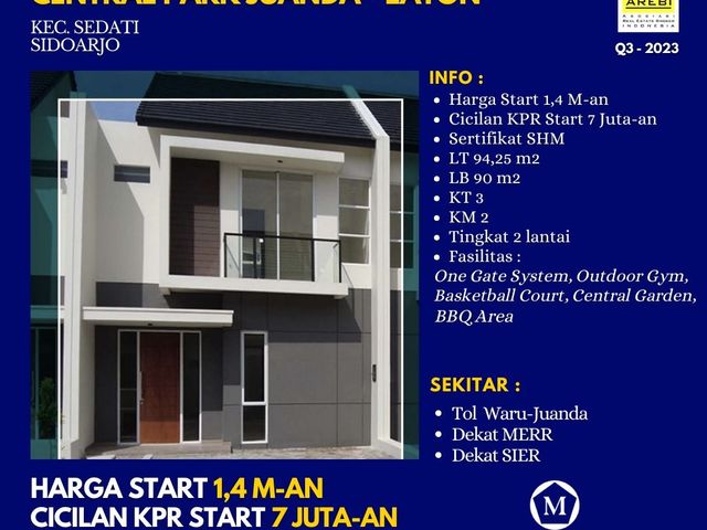 Dijual Rumah Central Park Juanda Eaton Sidoarjo start 1.4Man Strategis