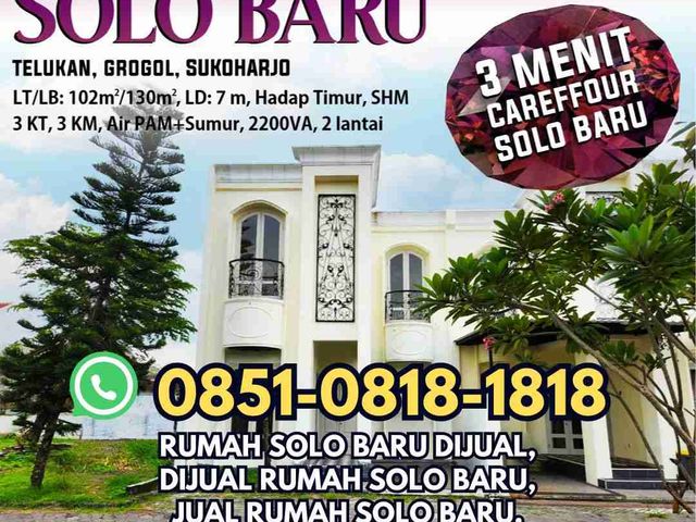 DIJUAL RUMAH SOLO BARU, CLUSTER EXCLUSIVE, 50 m DARI JALAN BESAR