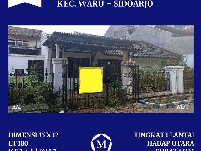 Rumah Nusantara II Tropodo Sidoarjo 900 Juta Nego SHM Hadap Utara