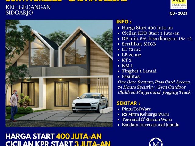 Dijual Rumah Baru Surya Breeze Sidoarjo start 400 Jutaan Strategis