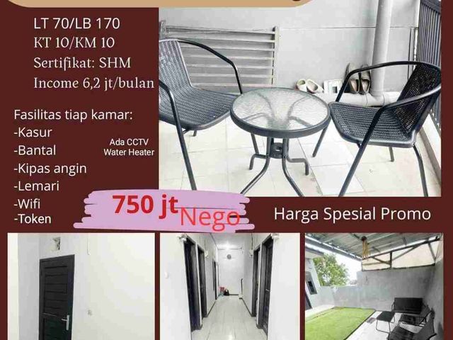 Dijual Kostan Full Aktif Dekat RS Immanuel  Bandung Full Furnished Fasilitas Lengkap LT 70m² LB 170m² 10KT 10KM Income 6.2Juta/ bulan harga 750 juta n
