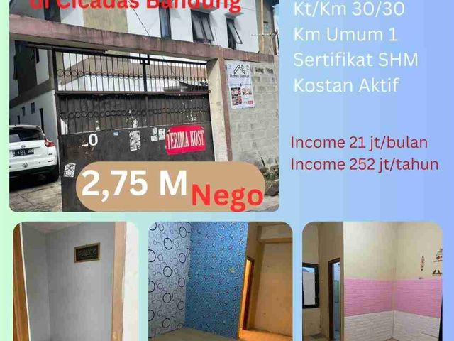 Dijual Kostan Aktif selalu full dekat Kampus di Cicadas kota Bandung LT 316 LB 200 30KT 30KM SHM income 21 juta/ bulan  harga 2.75M Nego