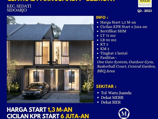 Dijual Rumah Baru Central Park Juanda Sidoarjo start 1.3Man Strategis